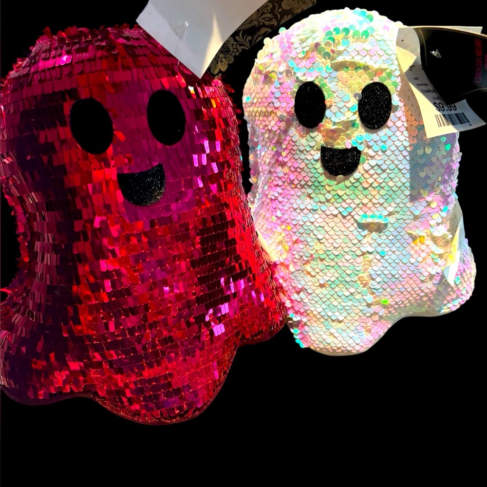 Christian Siriano set of TWO sequins ghost pillows. NWT